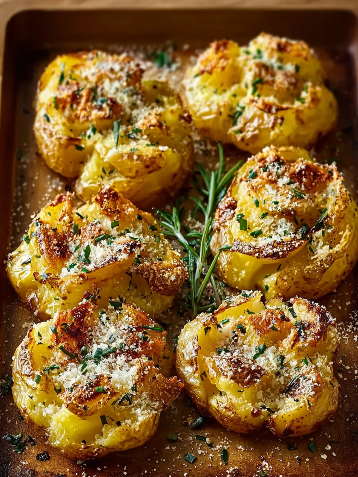 Baked Smashed Potatoes With Garlic & Parmesan First Image