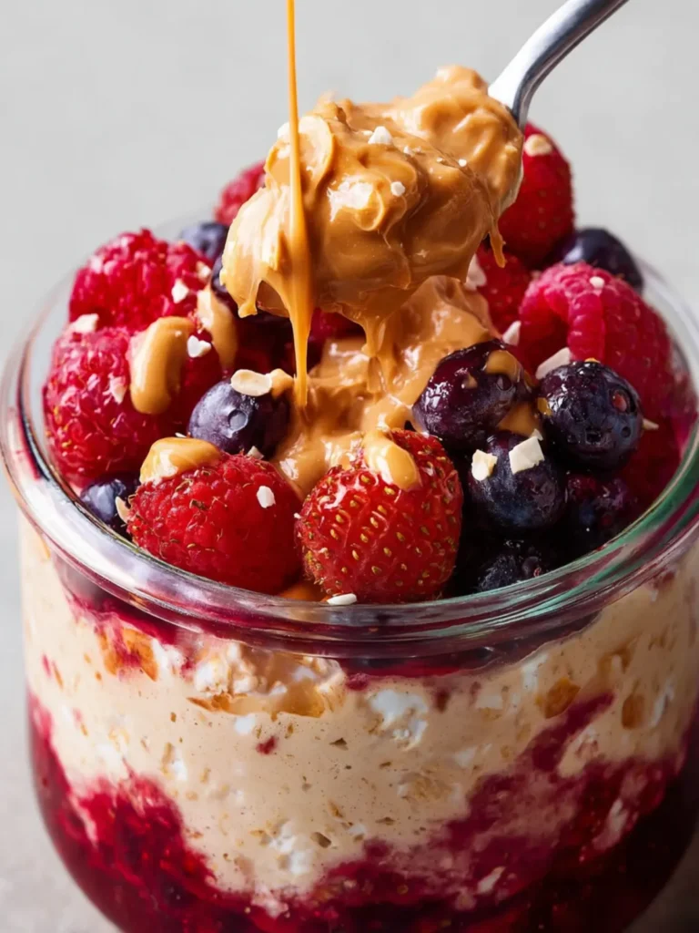 Peanut Butter and Jelly Overnight Oats First Image