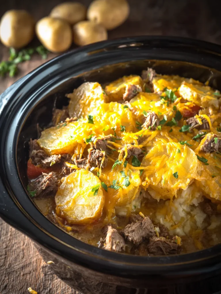 Slow Cooker Beef and Potato Au Gratin First Image