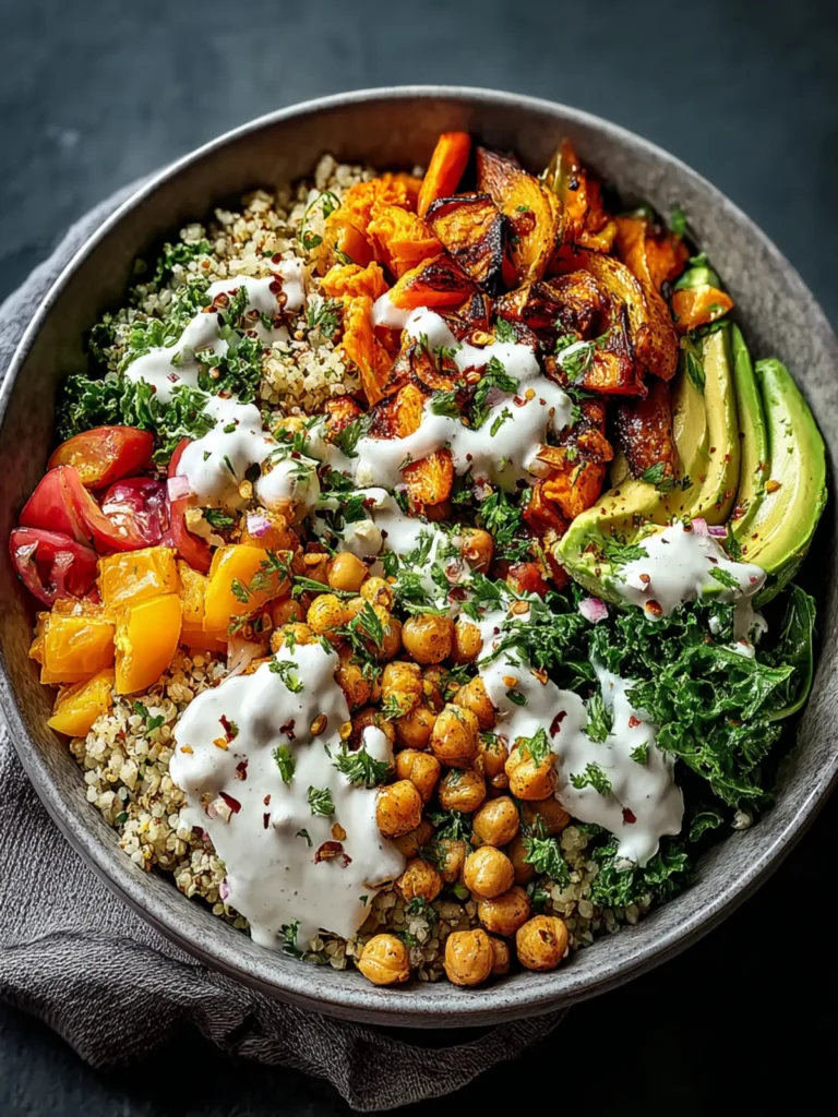 Vibrant Nourish Bowl Recipe with Tahini Yogurt Dressing First Image