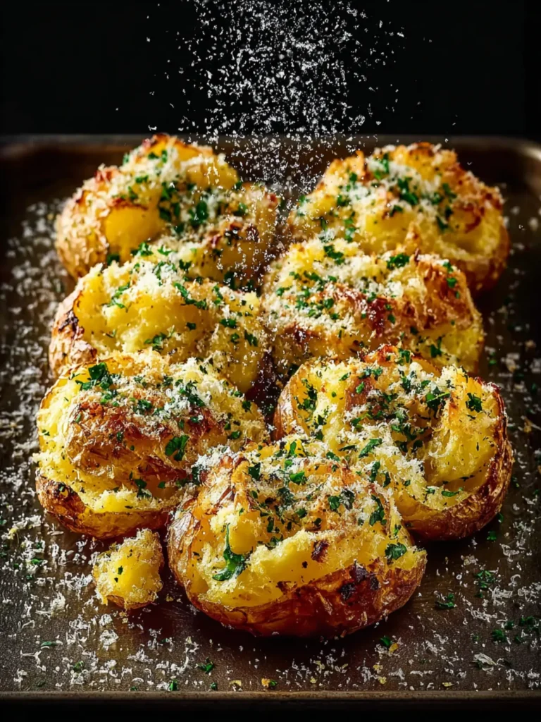 Baked Smashed Potatoes With Garlic & Parmesan First Image