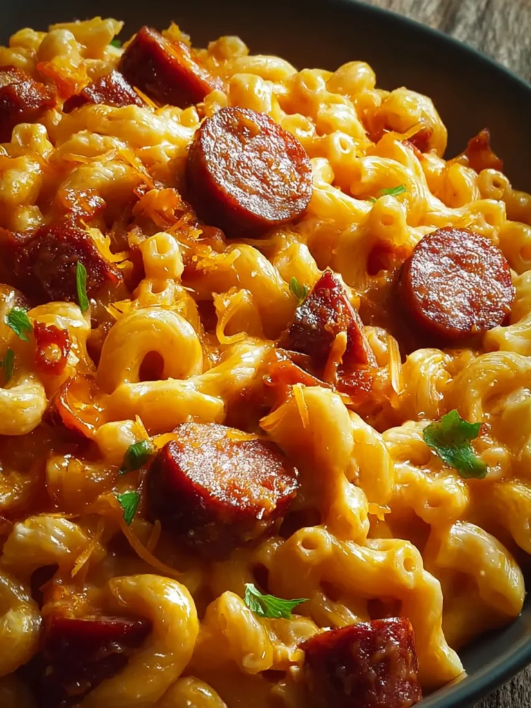Spicy BBQ Cheddar Mac with Smoked Sausage First Image