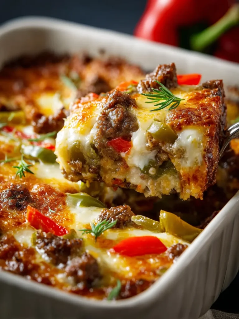 Low Carb Philly Cheesesteak Casserole First Image