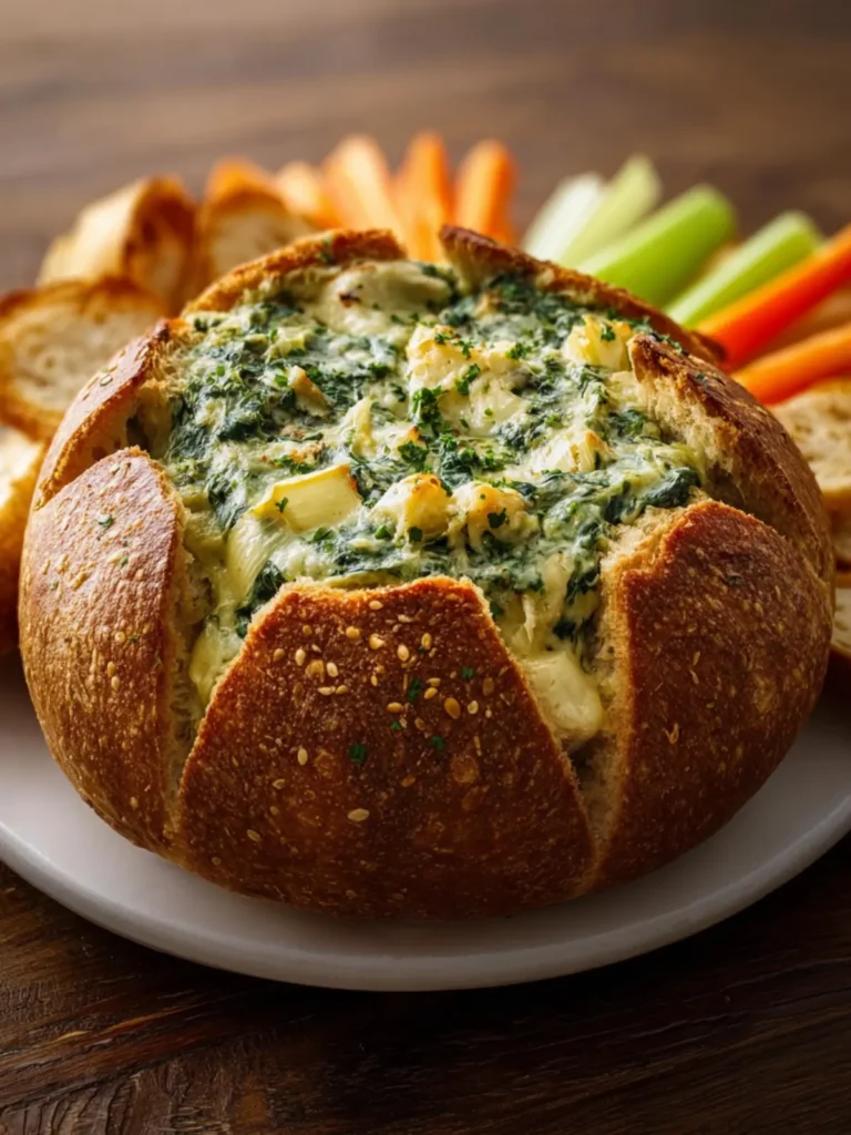 Spinach Artichoke Bread Bowl Dip First Image